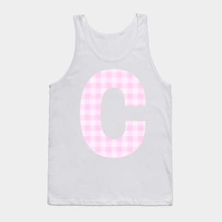 Pink Letter C in Plaid Pattern Background. Tank Top